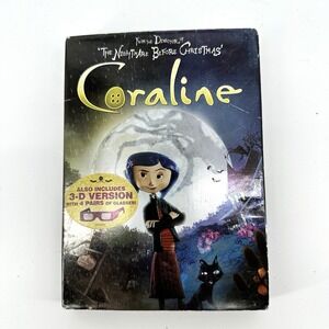 Coraline 3D (Blu-Ray/DVD, 2009, 2-Disc  Edition) w/ 4 x 3D Glasses